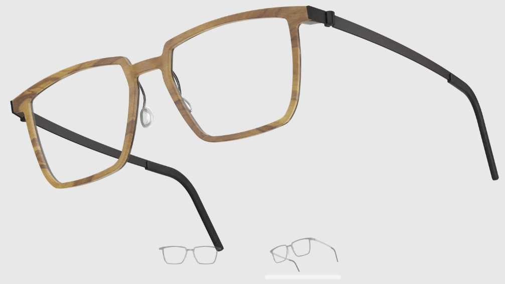 Lindberg Wood and Buffalo Titanium Rectangular Eyeglasses