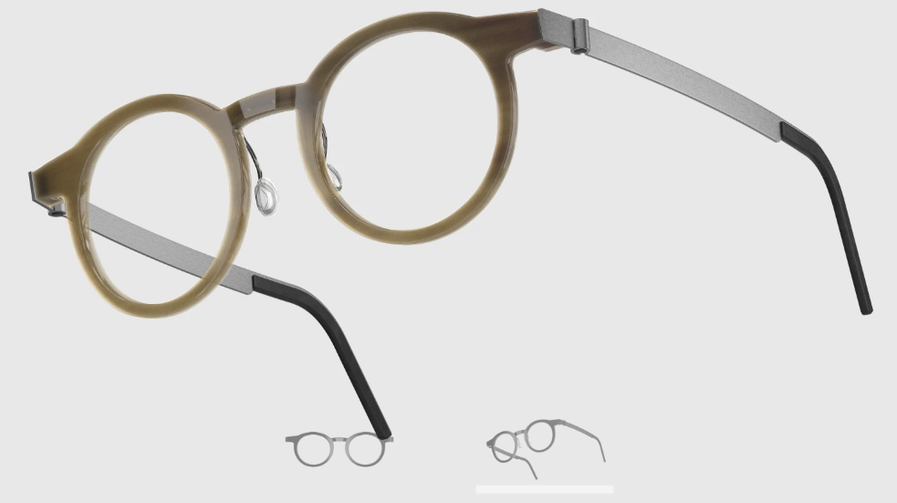 Lindberg Wood and Buffalo Titanium Round Eyeglasses