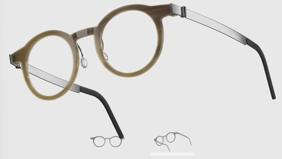 Lindberg Wood and Buffalo Titanium Round Eyeglasses