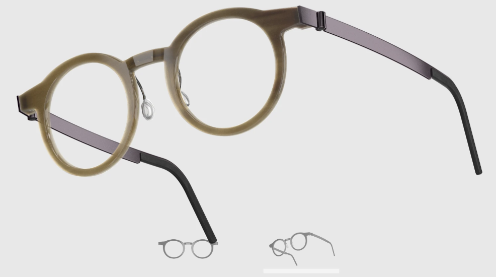 Lindberg Wood and Buffalo Titanium Round Eyeglasses