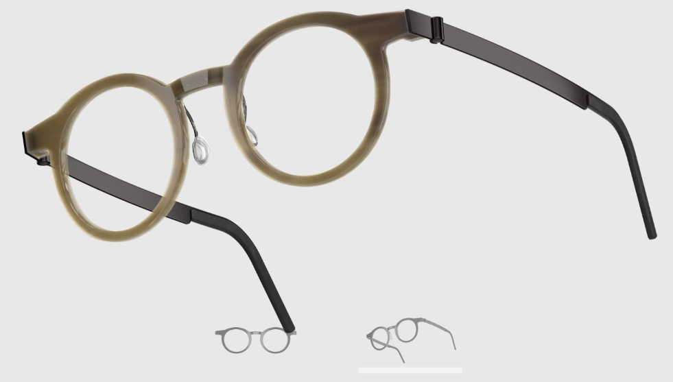 Lindberg Wood and Buffalo Titanium Round Eyeglasses