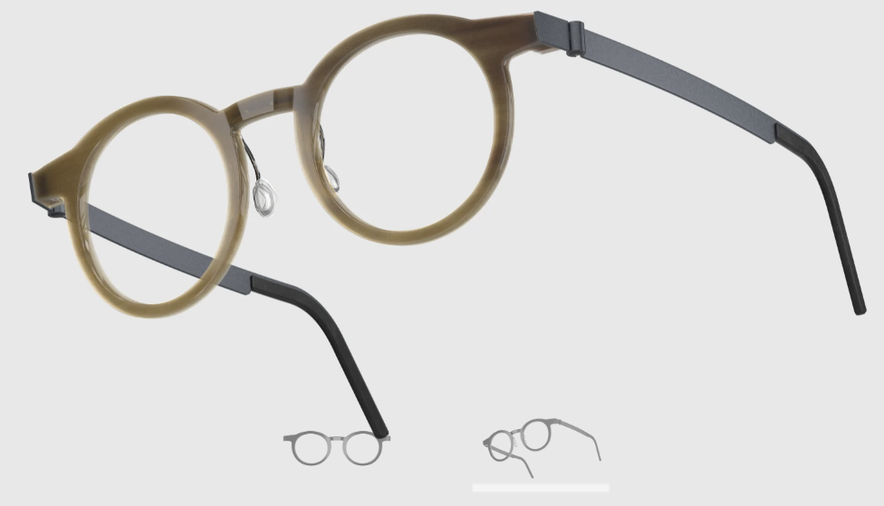 Lindberg Wood and Buffalo Titanium Round Eyeglasses