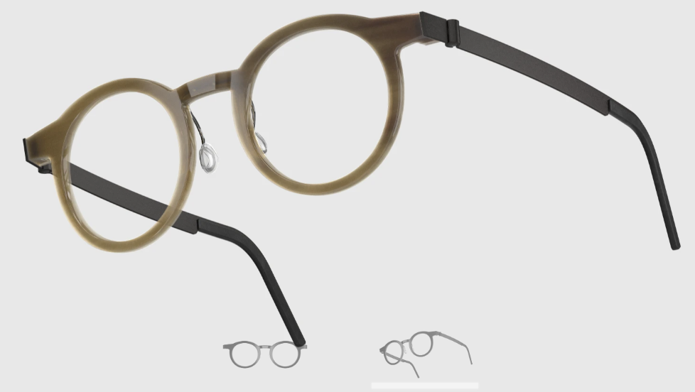 Lindberg Wood and Buffalo Titanium Round Eyeglasses