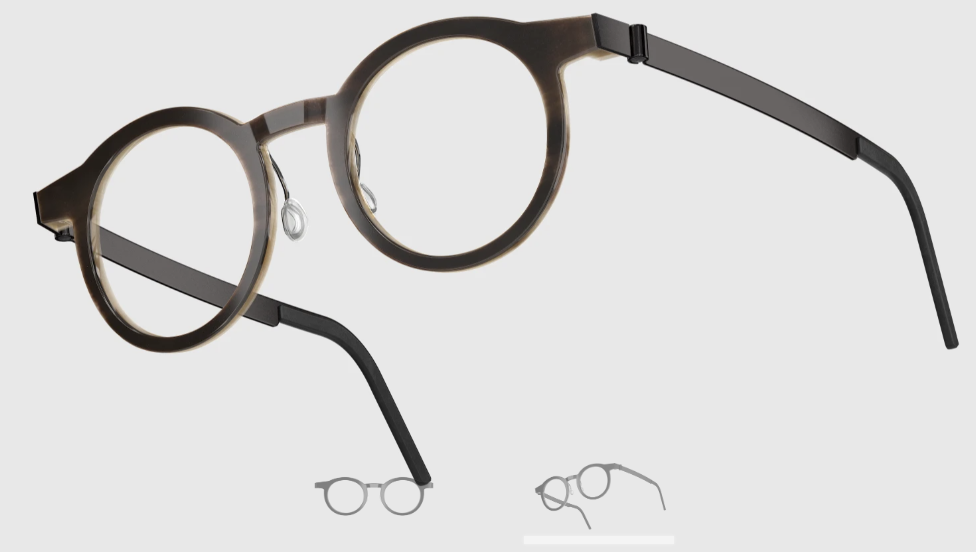 Lindberg Wood and Buffalo Titanium Round Eyeglasses