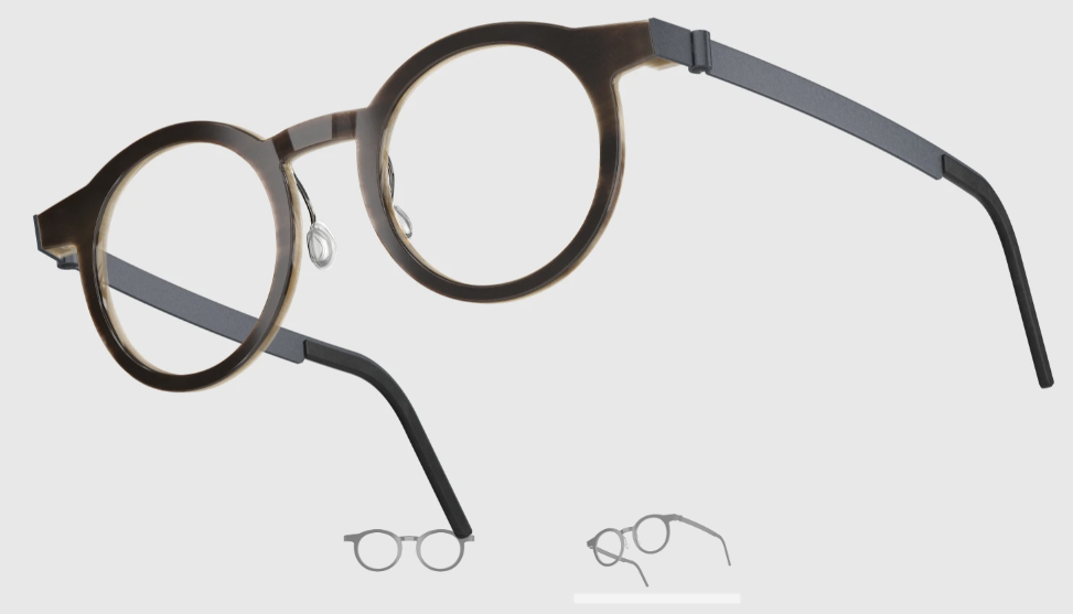 Lindberg Wood and Buffalo Titanium Round Eyeglasses