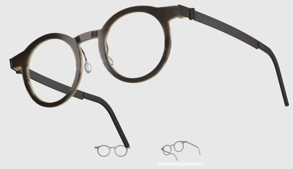 Lindberg Wood and Buffalo Titanium Round Eyeglasses