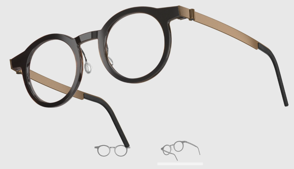 Lindberg Wood and Buffalo Titanium Round Eyeglasses