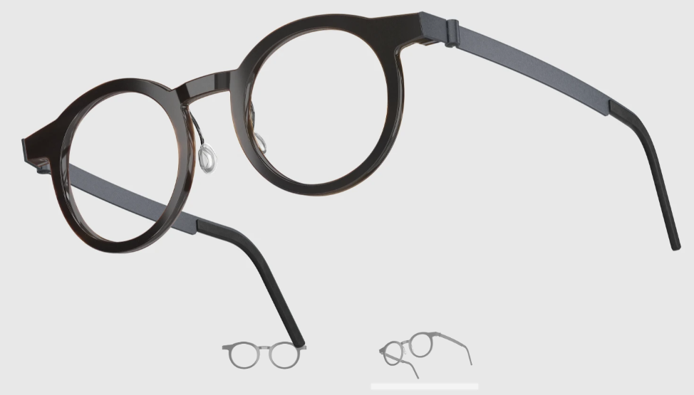 Lindberg Wood and Buffalo Titanium Round Eyeglasses