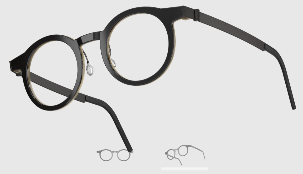 Lindberg Wood and Buffalo Titanium Round Eyeglasses