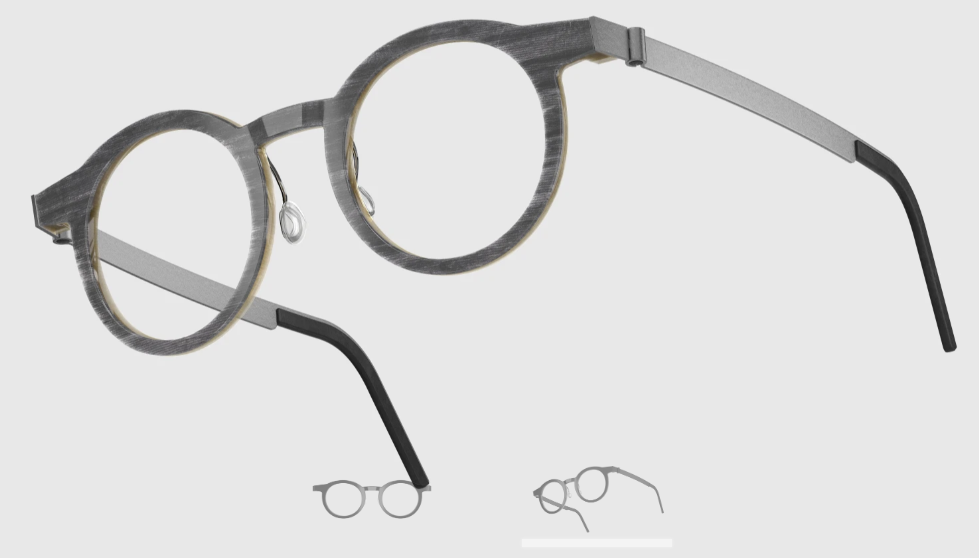 Lindberg Wood and Buffalo Titanium Round Eyeglasses