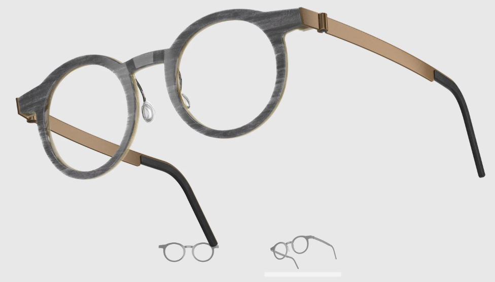 Lindberg Wood and Buffalo Titanium Round Eyeglasses