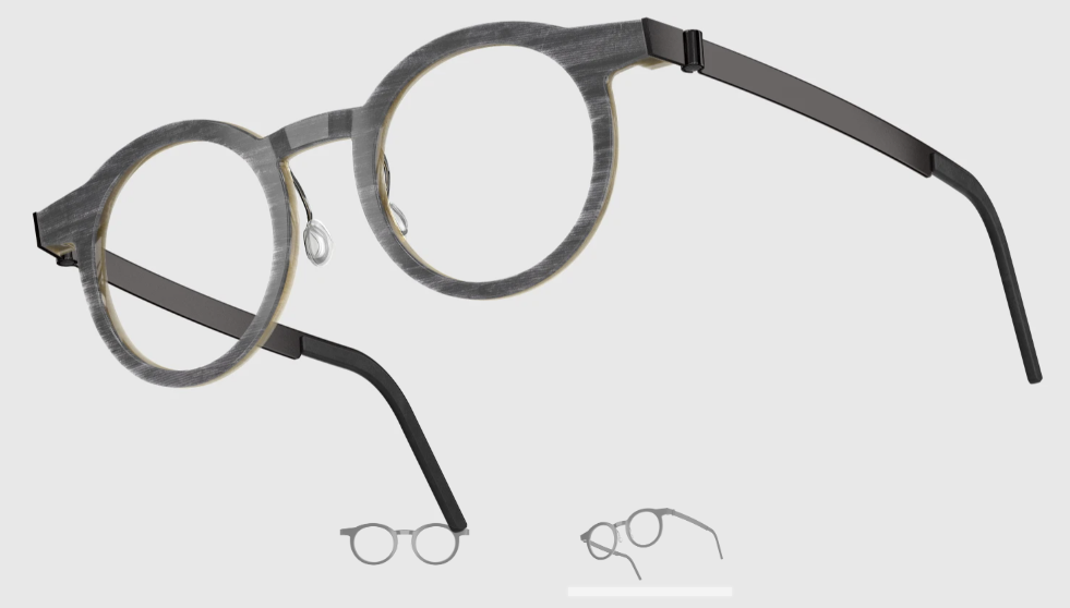 Lindberg Wood and Buffalo Titanium Round Eyeglasses