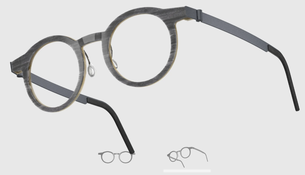 Lindberg Wood and Buffalo Titanium Round Eyeglasses