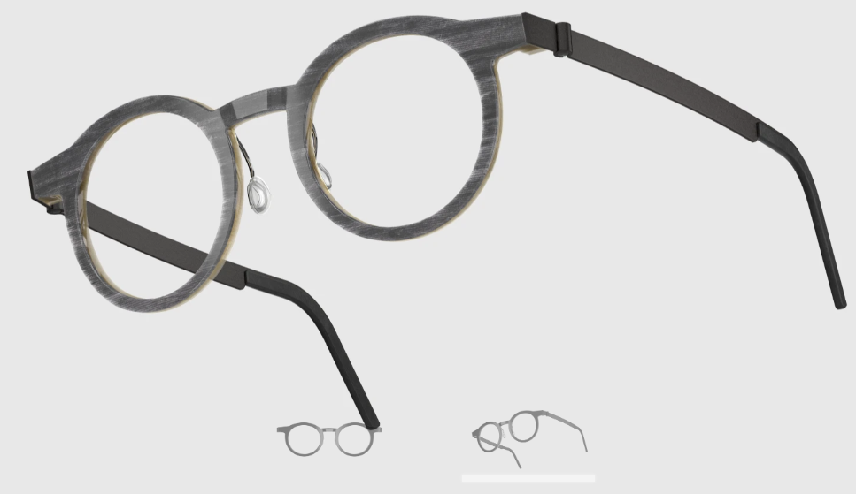 Lindberg Wood and Buffalo Titanium Round Eyeglasses