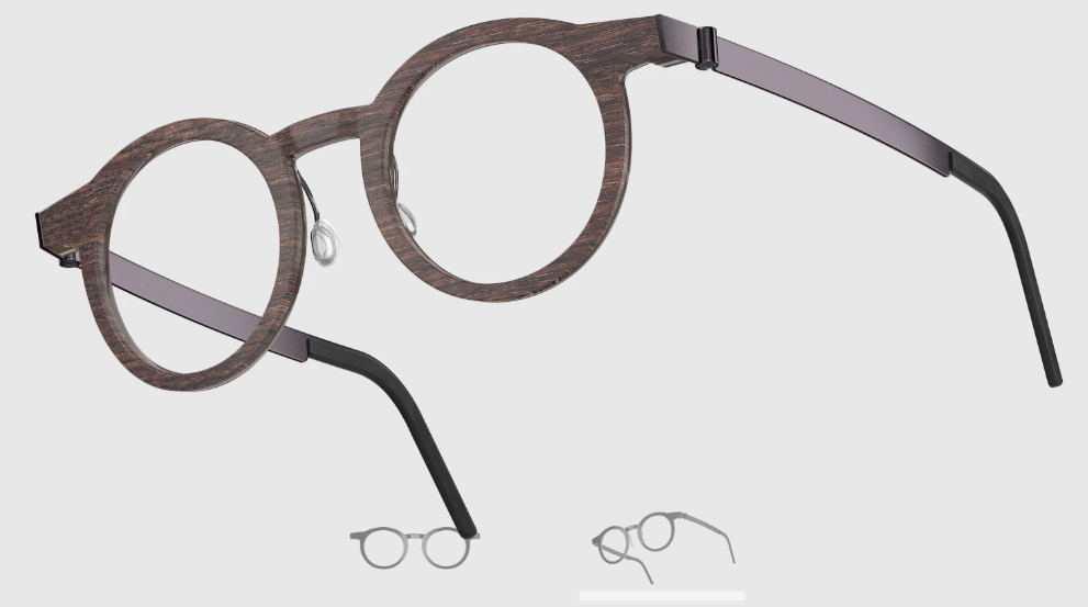 Lindberg Wood and Buffalo Titanium Round Eyeglasses