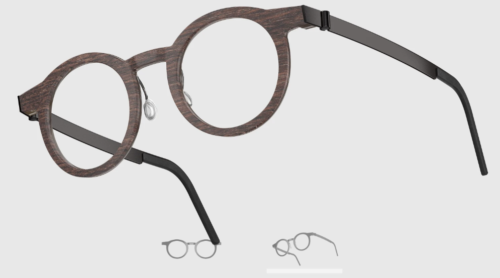 Lindberg Wood and Buffalo Titanium Round Eyeglasses