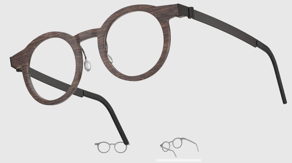 Lindberg Wood and Buffalo Titanium Round Eyeglasses