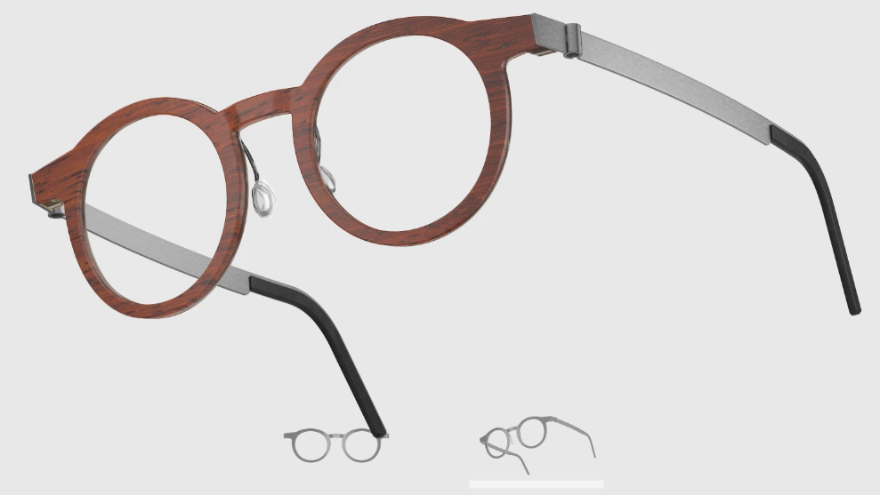 Lindberg Wood and Buffalo Titanium Round Eyeglasses