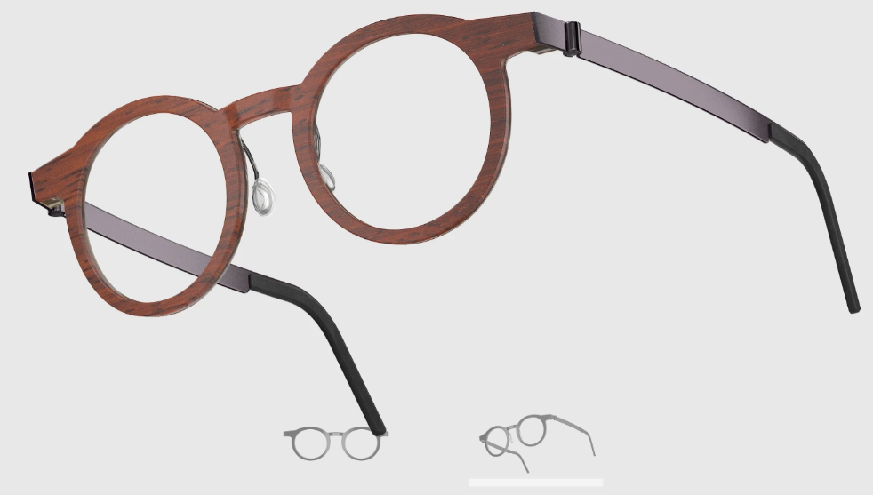 Lindberg Wood and Buffalo Titanium Round Eyeglasses