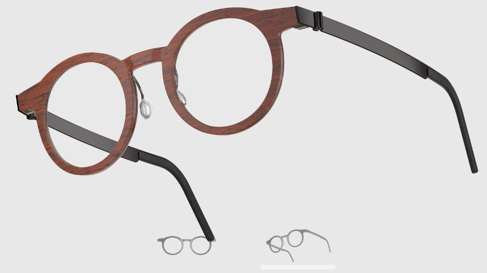 Lindberg Wood and Buffalo Titanium Round Eyeglasses