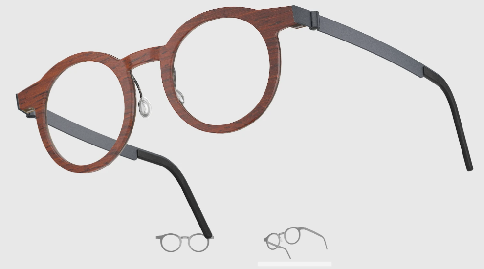 Lindberg Wood and Buffalo Titanium Round Eyeglasses