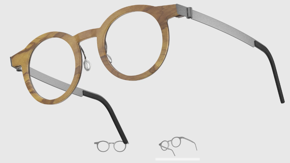 Lindberg Wood and Buffalo Titanium Round Eyeglasses