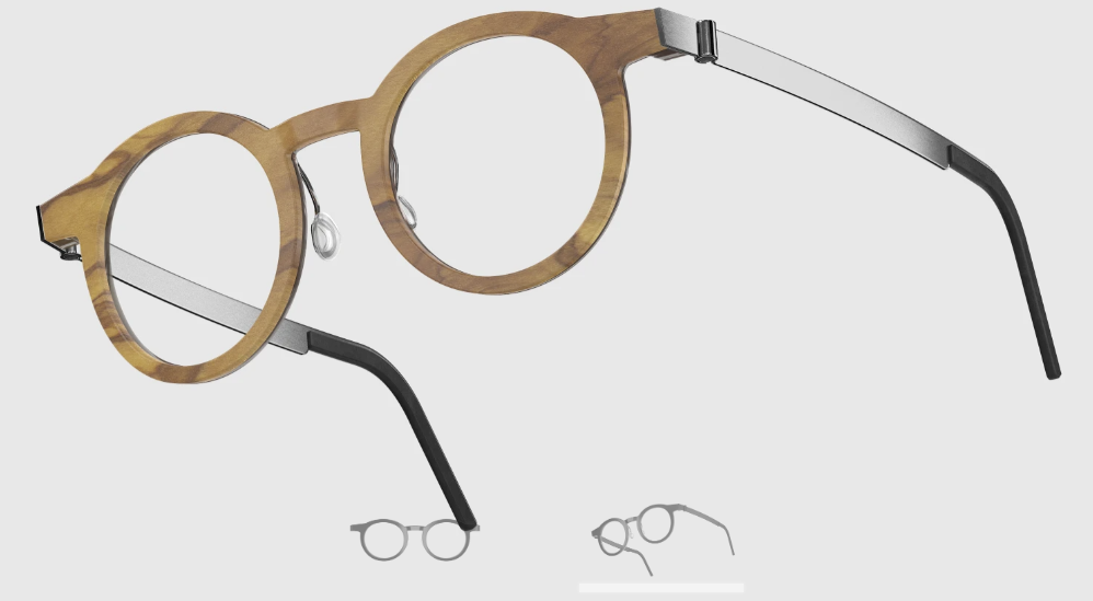 Lindberg Wood and Buffalo Titanium Round Eyeglasses