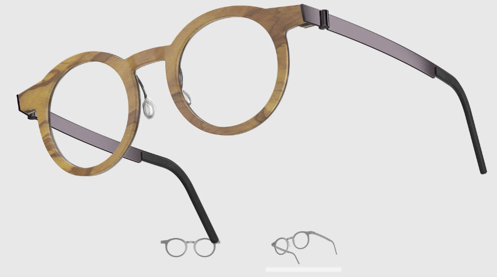 Lindberg Wood and Buffalo Titanium Round Eyeglasses