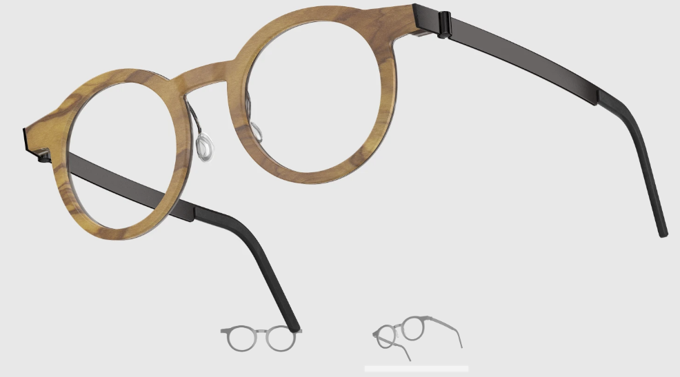 Lindberg Wood and Buffalo Titanium Round Eyeglasses