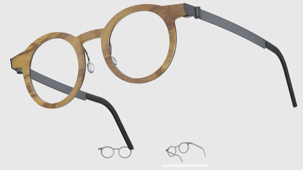 Lindberg Wood and Buffalo Titanium Round Eyeglasses