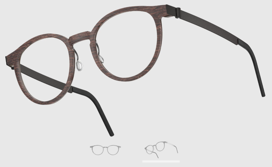 Lindberg Wood and Buffalo Titanium Round Eyeglasses