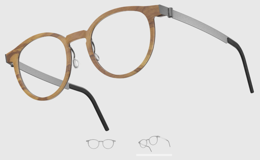 Lindberg Wood and Buffalo Titanium Round Eyeglasses