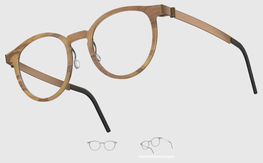 Lindberg Wood and Buffalo Titanium Round Eyeglasses