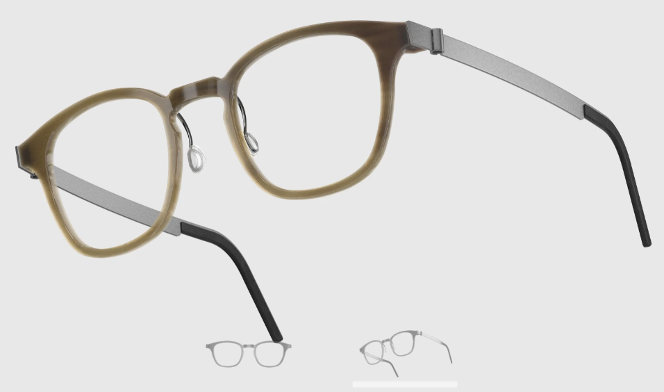 Lindberg Wood and Buffalo Titanium Square Eyeglasses