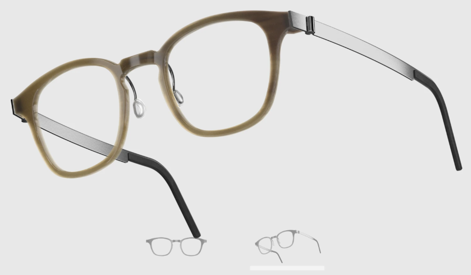 Lindberg Wood and Buffalo Titanium Square Eyeglasses