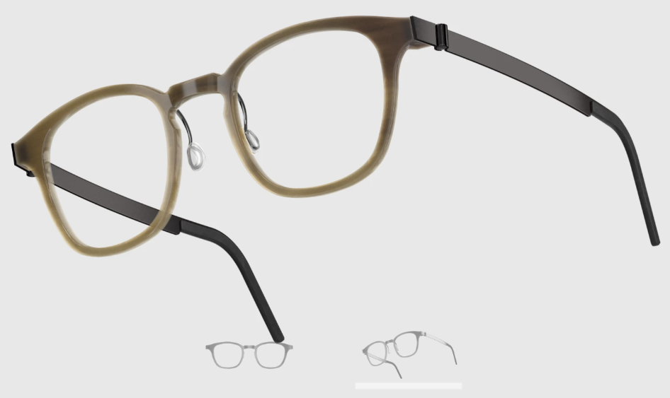 Lindberg Wood and Buffalo Titanium Square Eyeglasses