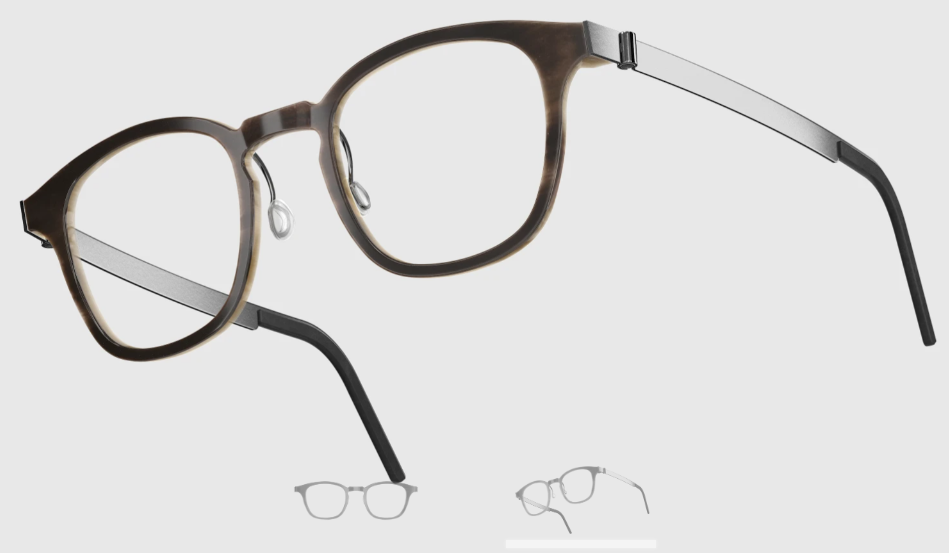 Lindberg Wood and Buffalo Titanium Square Eyeglasses