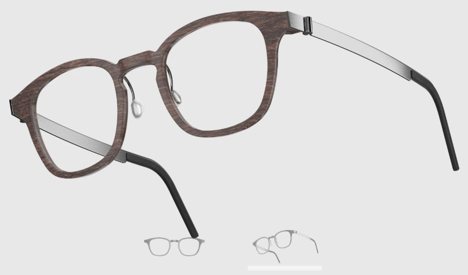 Lindberg Wood and Buffalo Titanium Square Eyeglasses