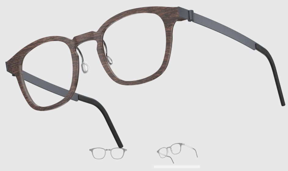 Lindberg Wood and Buffalo Titanium Square Eyeglasses