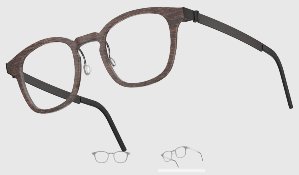 Lindberg Wood and Buffalo Titanium Square Eyeglasses