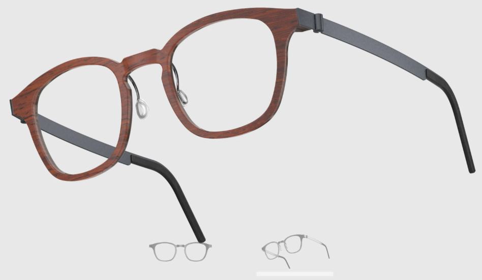 Lindberg Wood and Buffalo Titanium Square Eyeglasses