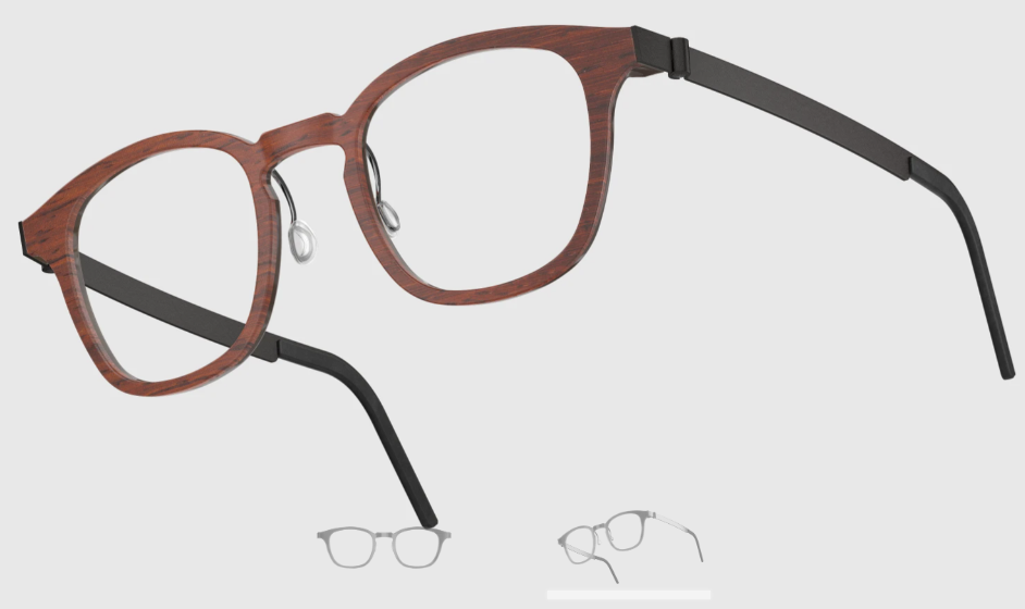 Lindberg Wood and Buffalo Titanium Square Eyeglasses