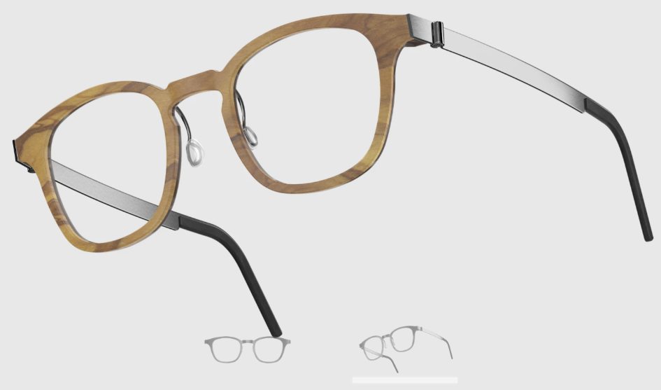 Lindberg Wood and Buffalo Titanium Square Eyeglasses