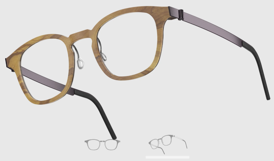 Lindberg Wood and Buffalo Titanium Square Eyeglasses