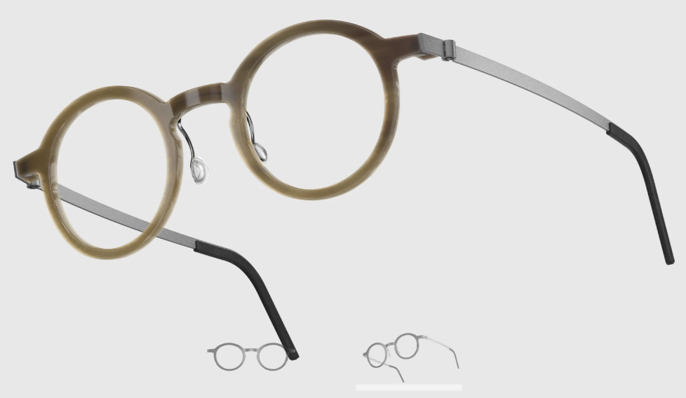 Lindberg Wood and Buffalo Titanium Round Eyeglasses