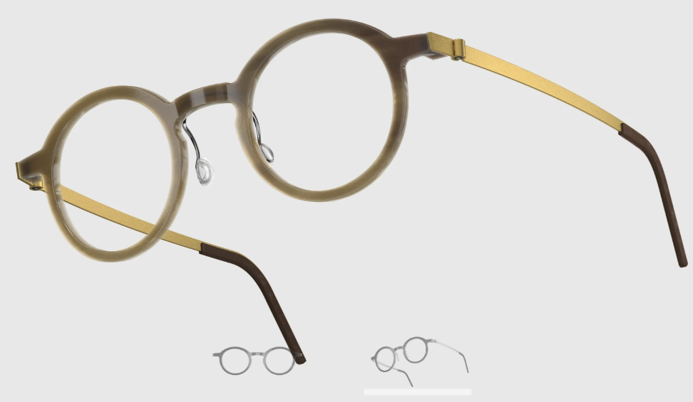 Lindberg Wood and Buffalo Titanium Round Eyeglasses