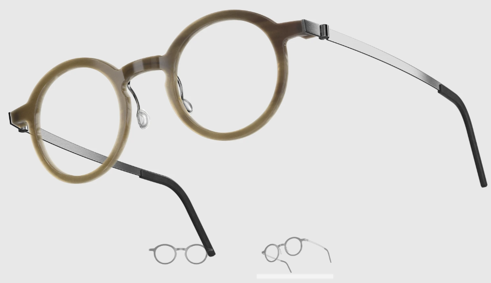 Lindberg Wood and Buffalo Titanium Round Eyeglasses