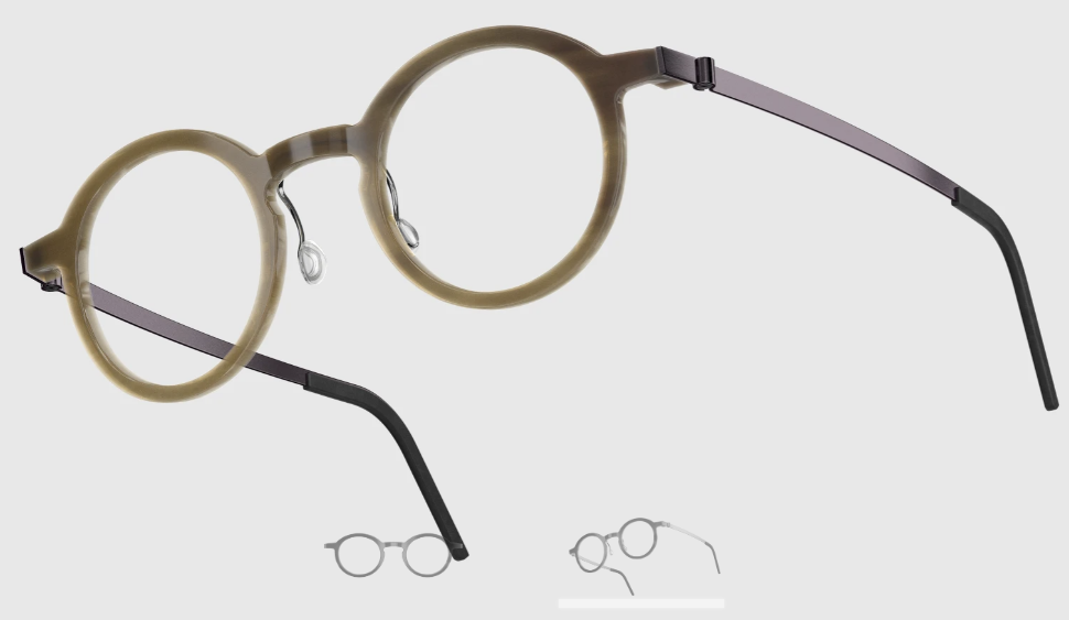 Lindberg Wood and Buffalo Titanium Round Eyeglasses