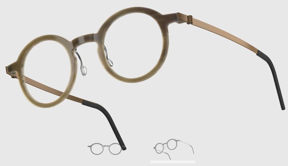 Lindberg Wood and Buffalo Titanium Round Eyeglasses