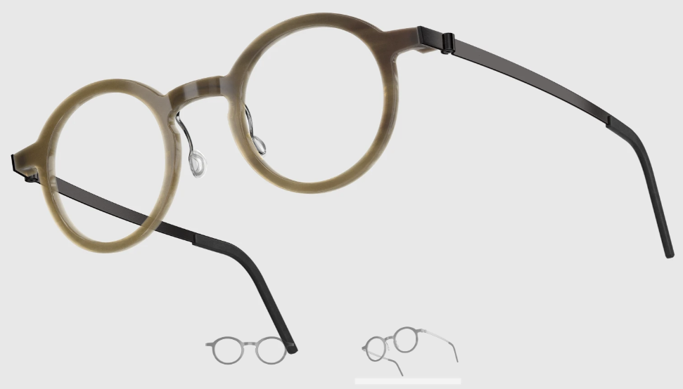 Lindberg Wood and Buffalo Titanium Round Eyeglasses